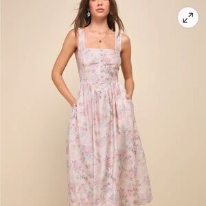 Lulu's Pastel Floral Midi Dress